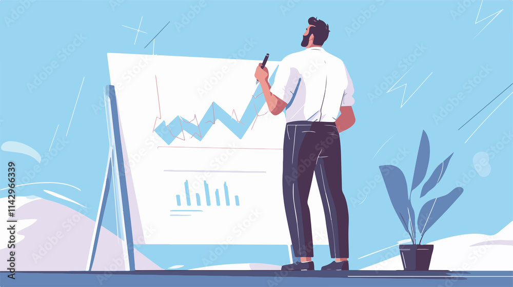 Confident Caucasian Businessman Standing Backward in Professional Attire