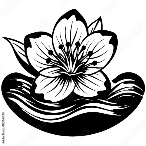 black and white lotus flower