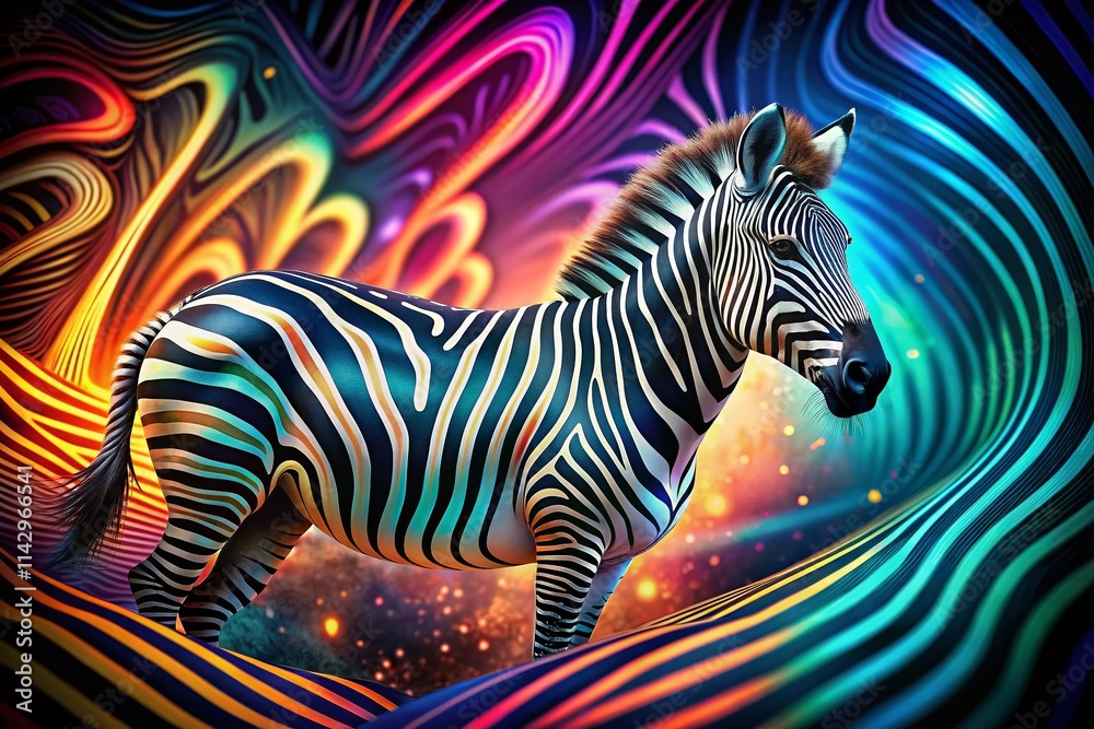 Fototapeta premium Surreal Zebra Font Photography: Abstract Stripes, Typographic Wildlife, Artistic Animal Alphabet, Fantasy Zebra Print, Whimsical Font Design