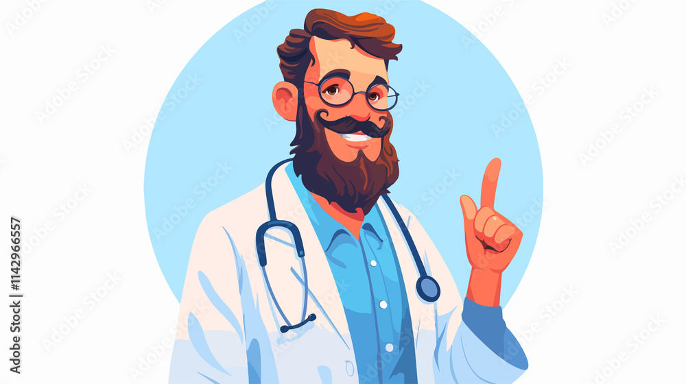 Smiling Caucasian Hipster Doctor Displaying Beard Smiling Caucasian Hipster Doctor Displaying Beard