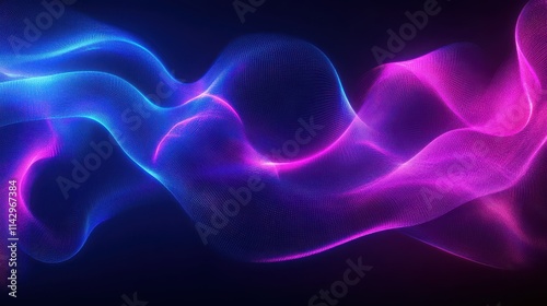 Abstract Blue and Purple Glowing Waves of Light
