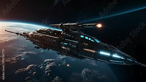 Wallpaper Mural Spaceship Docking and Panoramic View of Luminous Space Station Interior Torontodigital.ca