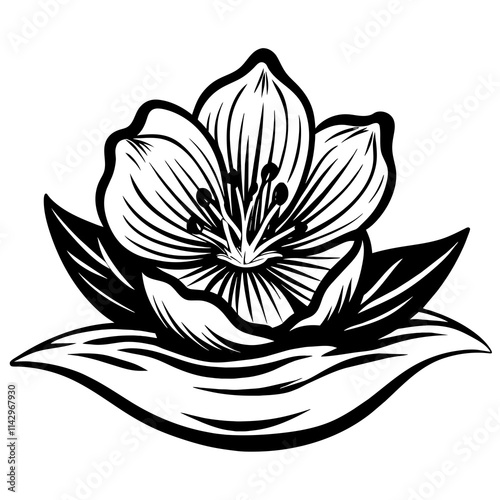 black and white lotus flower