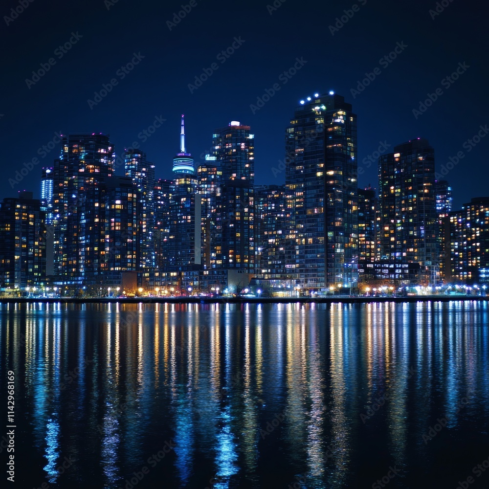Naklejka premium Real estate theme with big city lights at night 