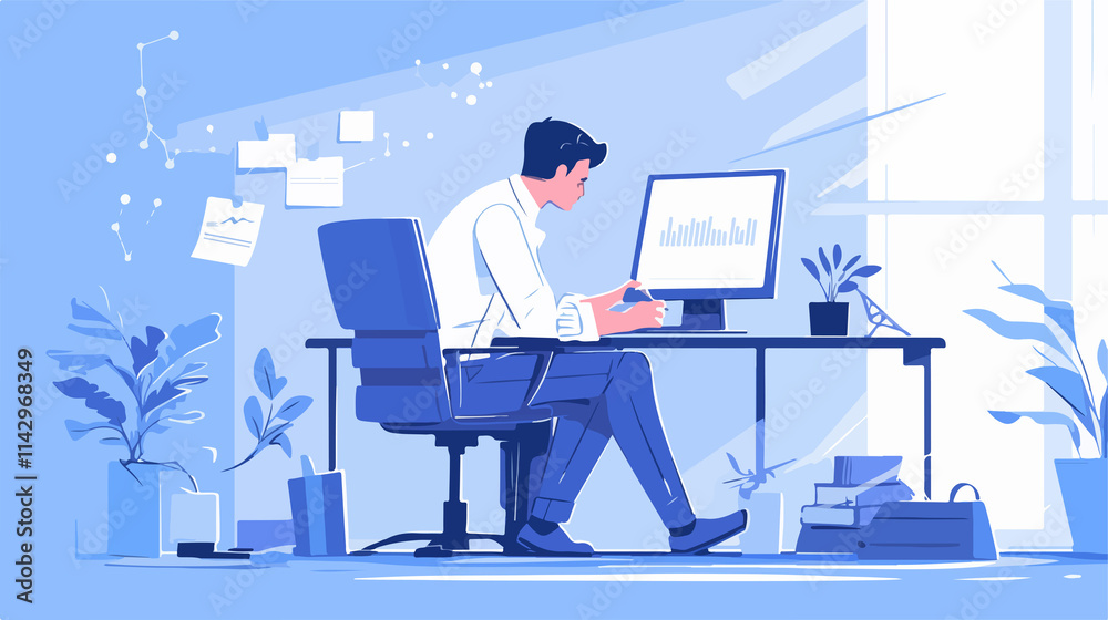 Modern CEO IT Concept Vector Illustration in Flat Vector Style Modern CEO IT Concept Vector Illustration in Flat Vector Style