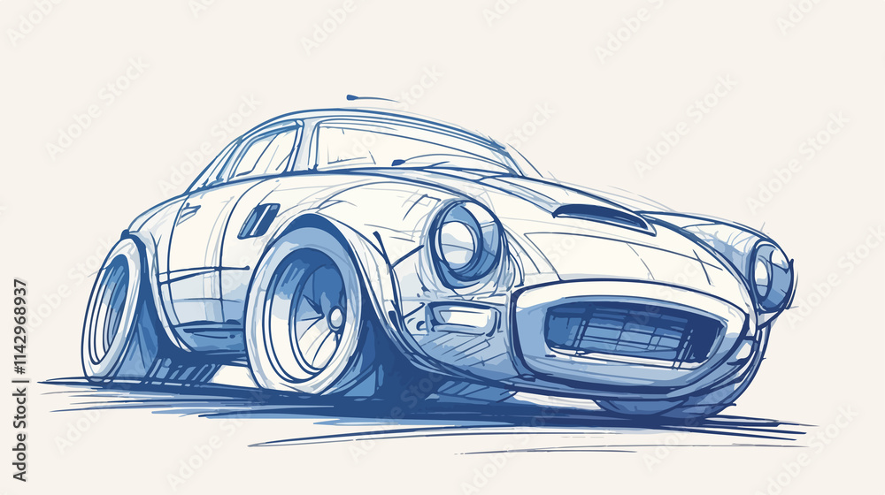 Hand Drawn Car Sketch Icon Isolated on Background Vector Illustration