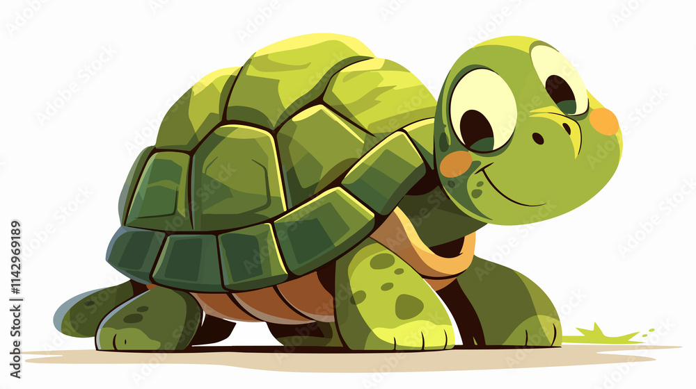 Obraz premium Funny Cartoon Turtle Character Isolated on White Background