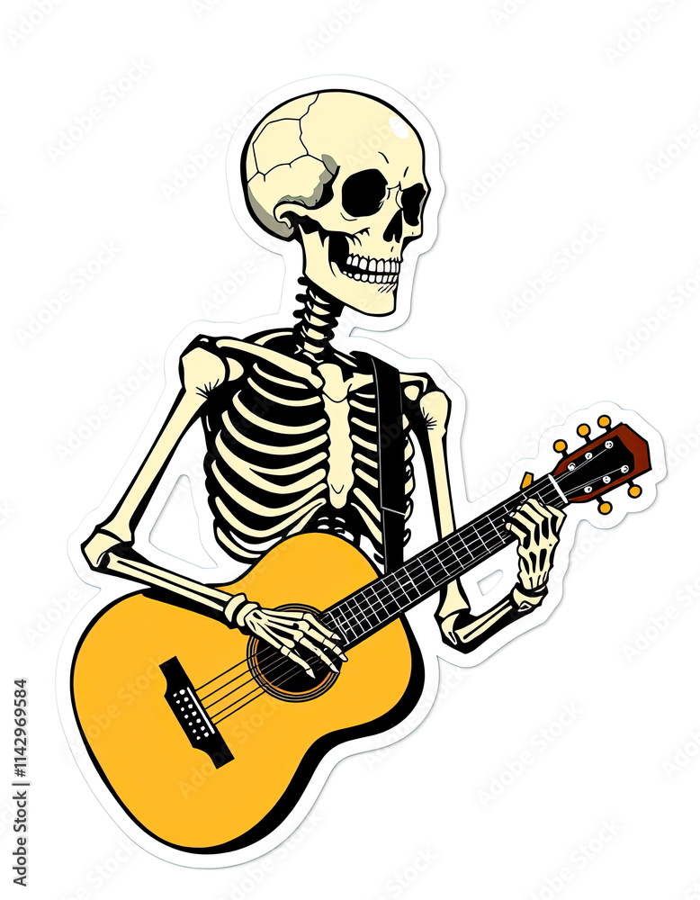 Naklejka premium skull with guitar