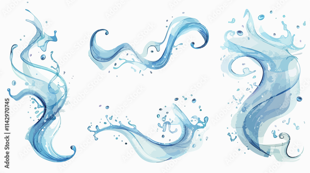 Blue Water Swirl Splash with Bubbles Isolated Image Blue Water Swirl Splash with Bubbles Isolated Image
