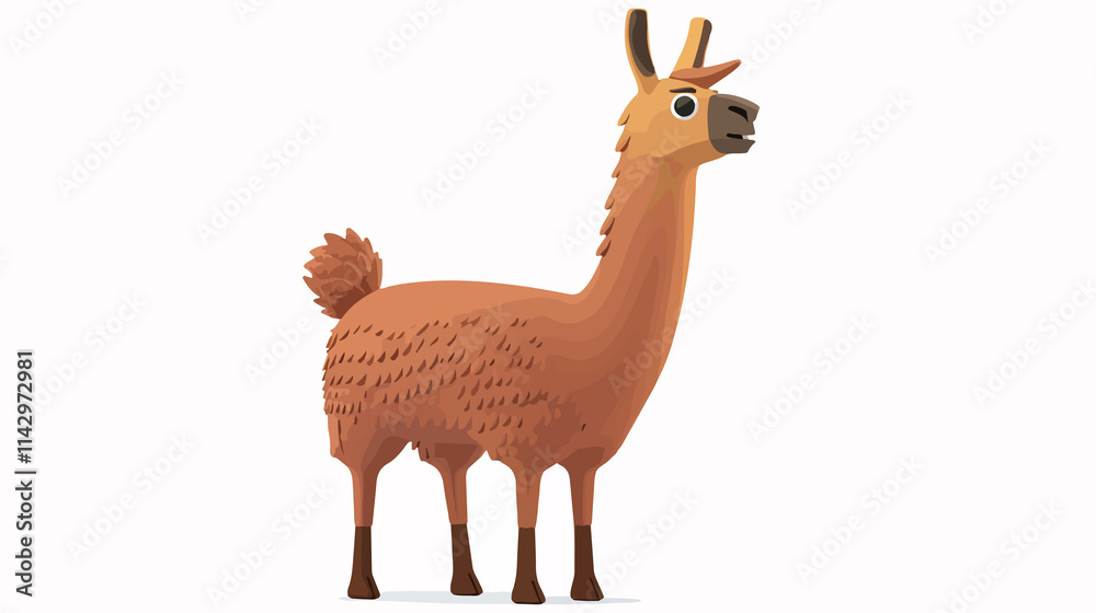 Cute and Adorable Llama Cartoon Character Standing at High Altitude Cute and Adorable Llama Cartoon Character Standing at High Altitude