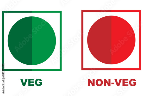Veg Non-veg icons, Colourful veg and non-veg symbol.