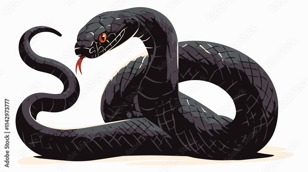 Obraz premium Poisonous Slogan: Black Snake Illustration Vector