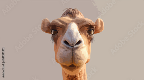 Cartoon Style Portrait of Camel with Focal Point in Vibrant Colors