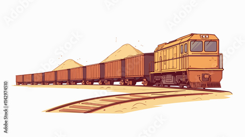 Railroad Shipping Vector Line Icon on White Background