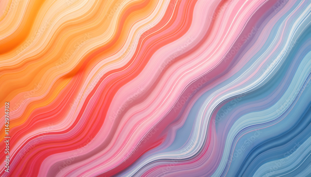 Fototapeta premium A striped marble effect texture in vibrant colors, perfect for decorating 