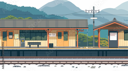 Shiraoi Station Hokkaido Japan - A Train Platform Scene photo