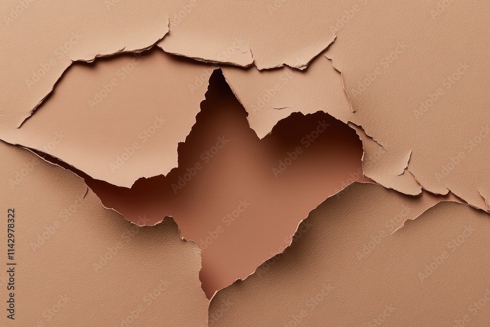 Torn Brown Paper Texture with Jagged Edge Revealing Layered Background Torn Brown Paper Texture with Jagged Edge Revealing Layered Background