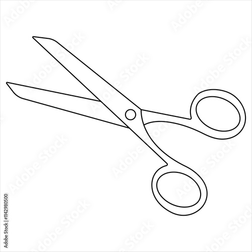 Scissor tool one line continuous single line art drawing outline design vector illustration