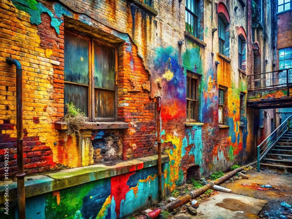 Fototapeta premium Urban Exploration Abstract Art: Vibrant Watercolor & Acrylic Flow Photography