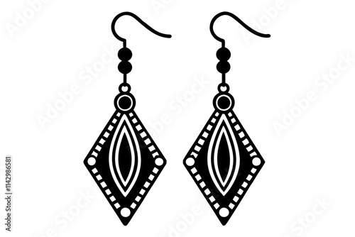 Luxury Dangling Earrings Vector Art with Gemstones and Detailed Craftsmanship