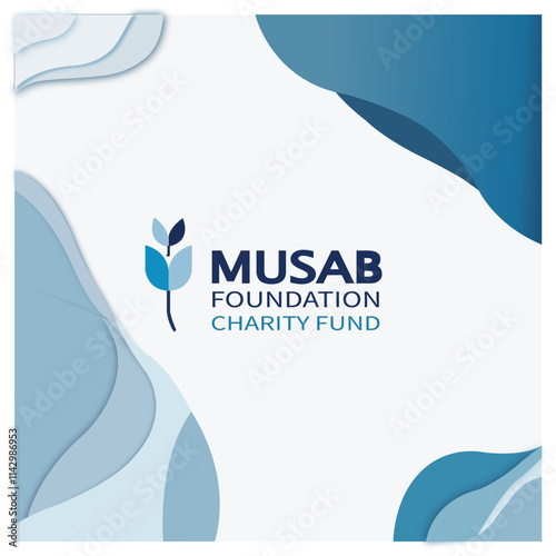 Abstract blue charity Musab foundation charity fund logo design