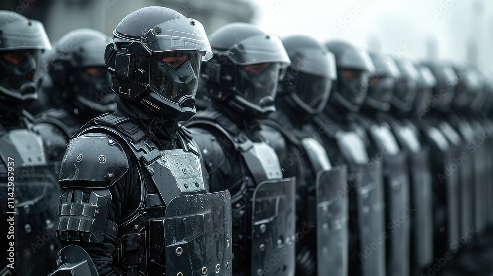 Fototapeta premium A special police unit in black uniforms.