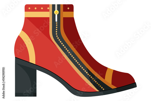 Stylish Zippered Ankle Boots Vector