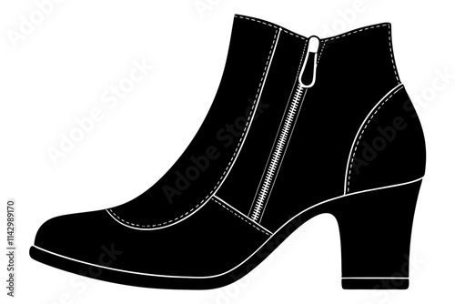 Stylish Zippered Ankle Boots Vector