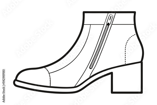 Stylish Zippered Ankle Boots Vector