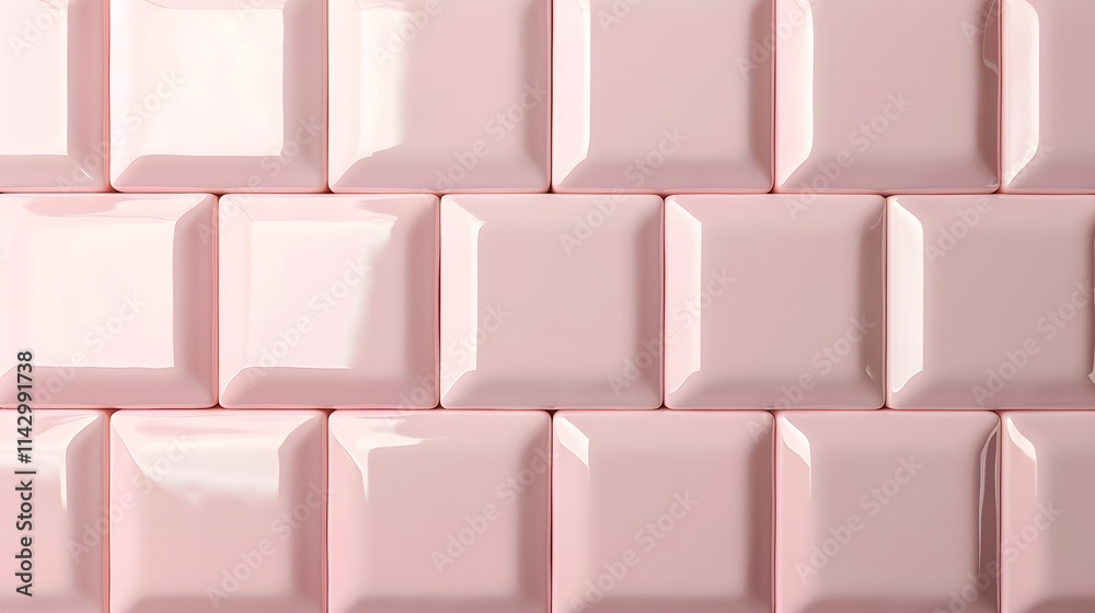 Textured surface of pink three-dimensional ceramic tiles with glossy finish, Abstract geometric pattern for background and decoration Textured surface of pink three-dimensional ceramic tiles with glossy finish, Abstract geometric pattern for background and decoration