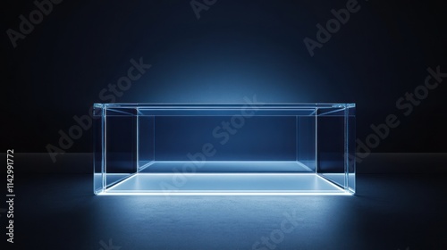 Wallpaper Mural Illuminated empty glass cube on dark background. Torontodigital.ca