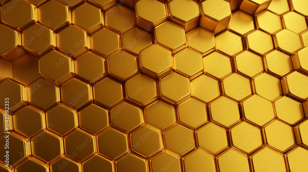 Honeycomb texture, golden metal tones with geometric hexagonal patterns Honeycomb texture, golden metal tones with geometric hexagonal patterns