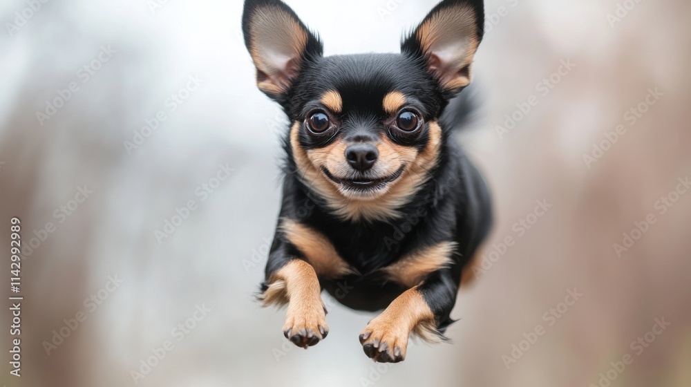 Dynamic DSLR photo of leaping Chihuahua with vibrant colors Dynamic DSLR photo of leaping Chihuahua with vibrant colors