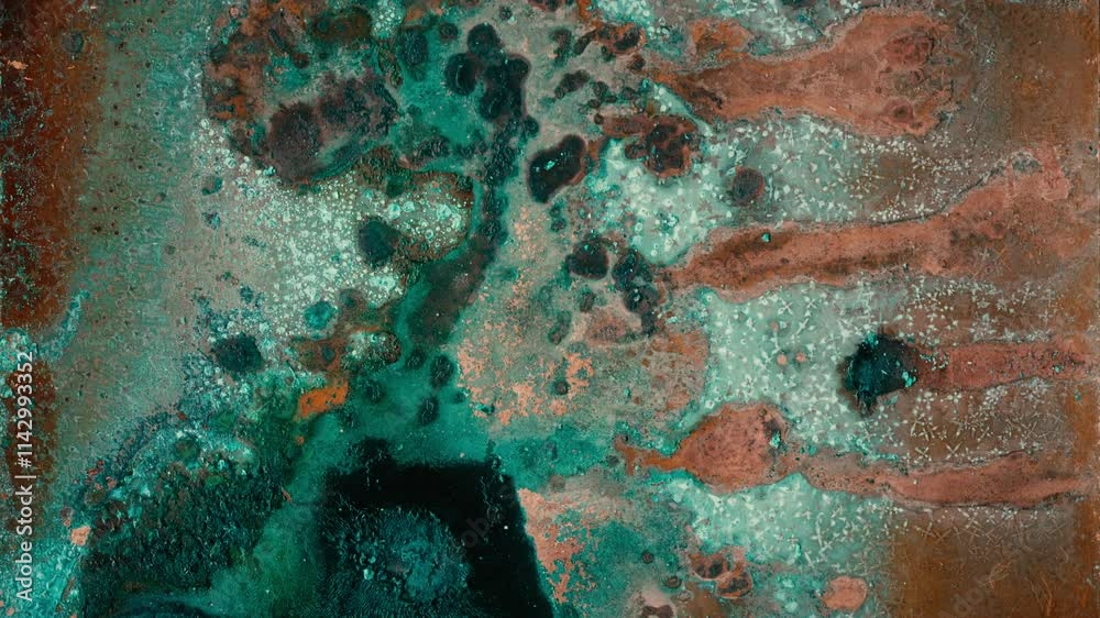 Colorful abstract damaged grunge texture Rusted Copper surface backdrop animation. Seamless loop Slideshow background.