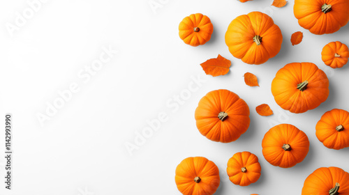 Bright Pumpkins on Transparent Background