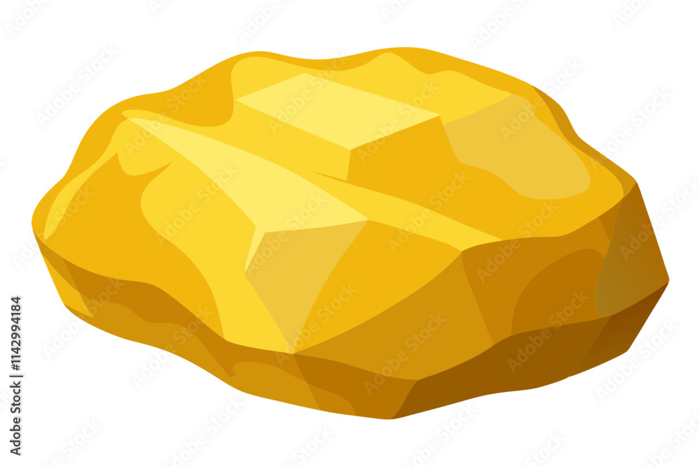 Realistic Gold Nugget Vector Art Detailed and Shiny on White Background