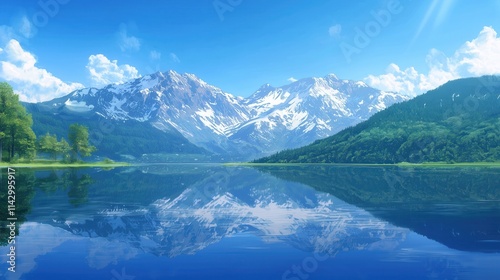 Majestic mountains reflecting in a calm lake nature scene serene environment panoramic viewpoint tranquil concept