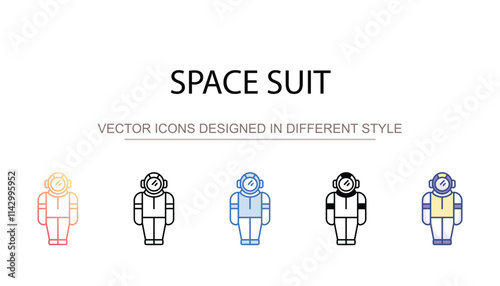 Space Suit icon design with white background stock illustration