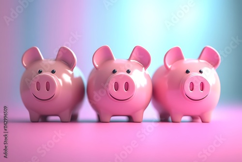 Three Pink Piggy Banks in a Row: A Symbol of Savings and Financial Planning