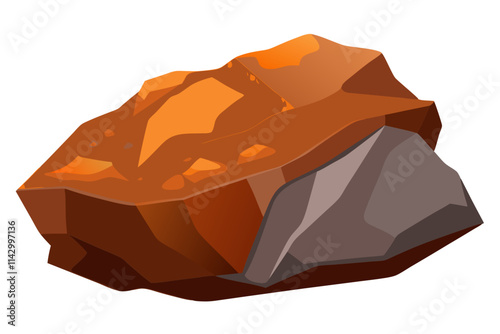 Raw Iron Ore Vector Illustration Rugged Texture with Rust Accents