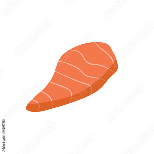 Cartoon sliced salmon. Delicious sashimi slices, salmon steak and fillet vector illustration