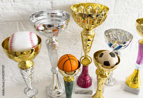 Balls in sport, Trophy and championship concept