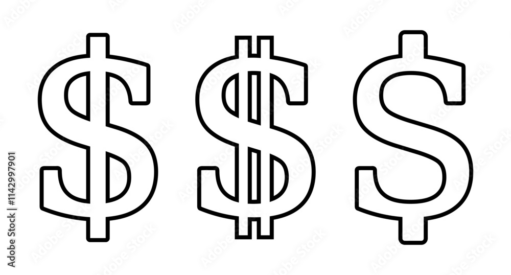 symbol dolara zestaw ikon, grafika wektorowa symbol dolara zestaw ikon, grafika wektorowa