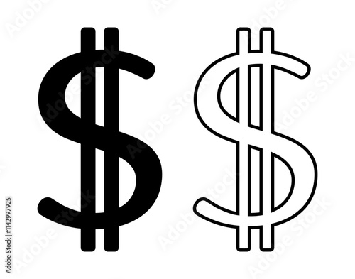 symbol dolara zestaw ikon, grafika wektorowa
