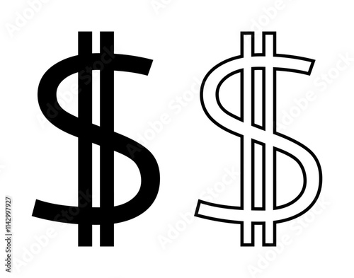 symbol dolara zestaw ikon, grafika wektorowa