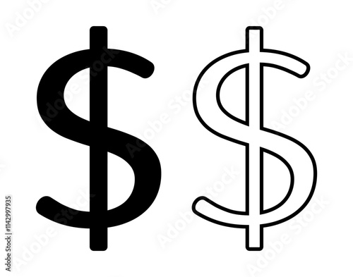 symbol dolara zestaw ikon, grafika wektorowa