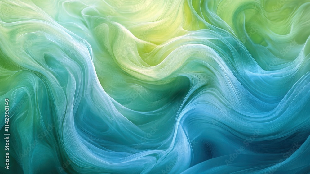 Fototapeta premium Abstract Teal and Green Fabric Swirls