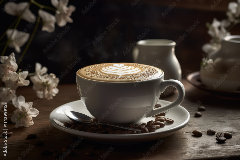 Latte art delight coffee shop drink photography cozy atmosphere close-up serene indulgence Latte art delight coffee shop drink photography cozy atmosphere close-up serene indulgence