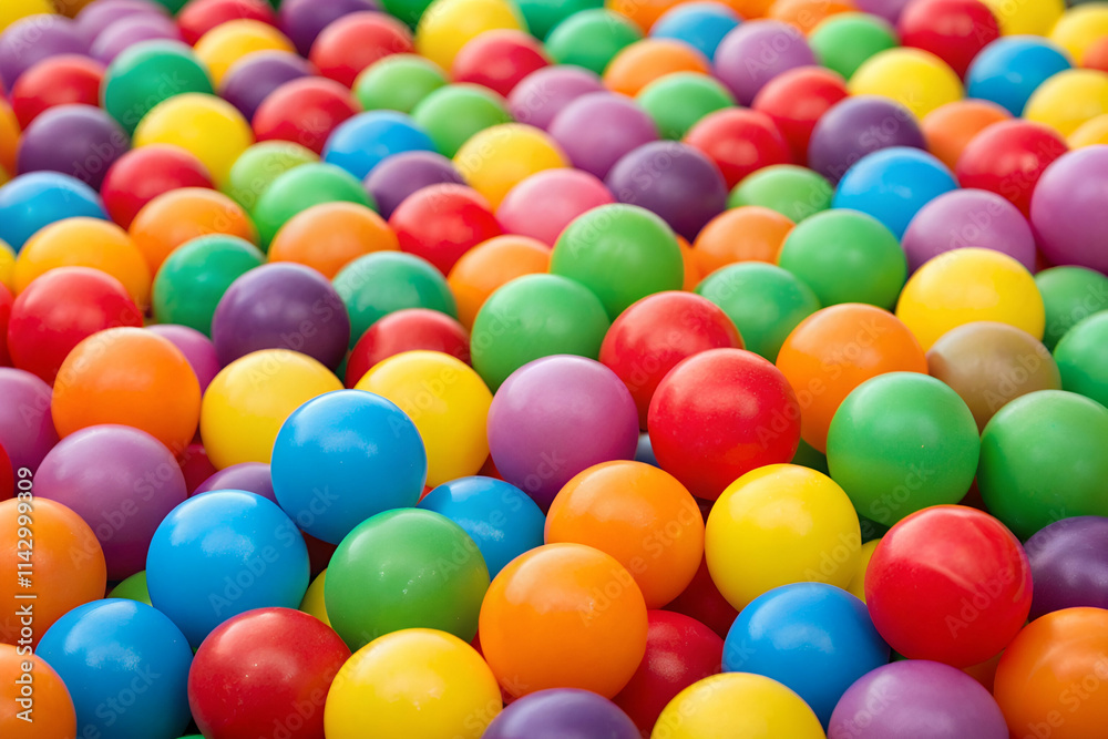 A vibrant array of colorful plastic balls scattered across a surface, creating a joyful and playful atmosphere. A vibrant array of colorful plastic balls scattered across a surface, creating a joyful and playful atmosphere.