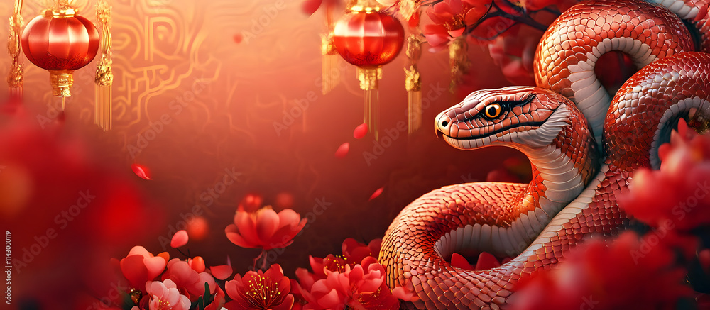 Happy Chinese new year 2025 Snake Zodiac is a design asset suitable for creating festive, greeting cards and banners
